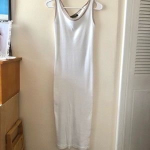 VINTAGE Free People White Ribbed Midi Dress